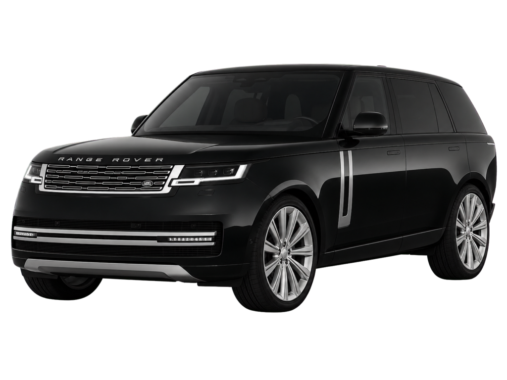 Black Range Rover luxury SUV on white background