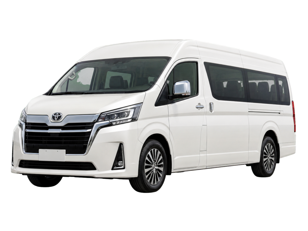 White Toyota Hiace luxury passenger van