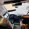 Luxury Coach Bus Driver Cabin – SSM Chauffeurs Luxury coach bus driver cabin and front dashboard interior